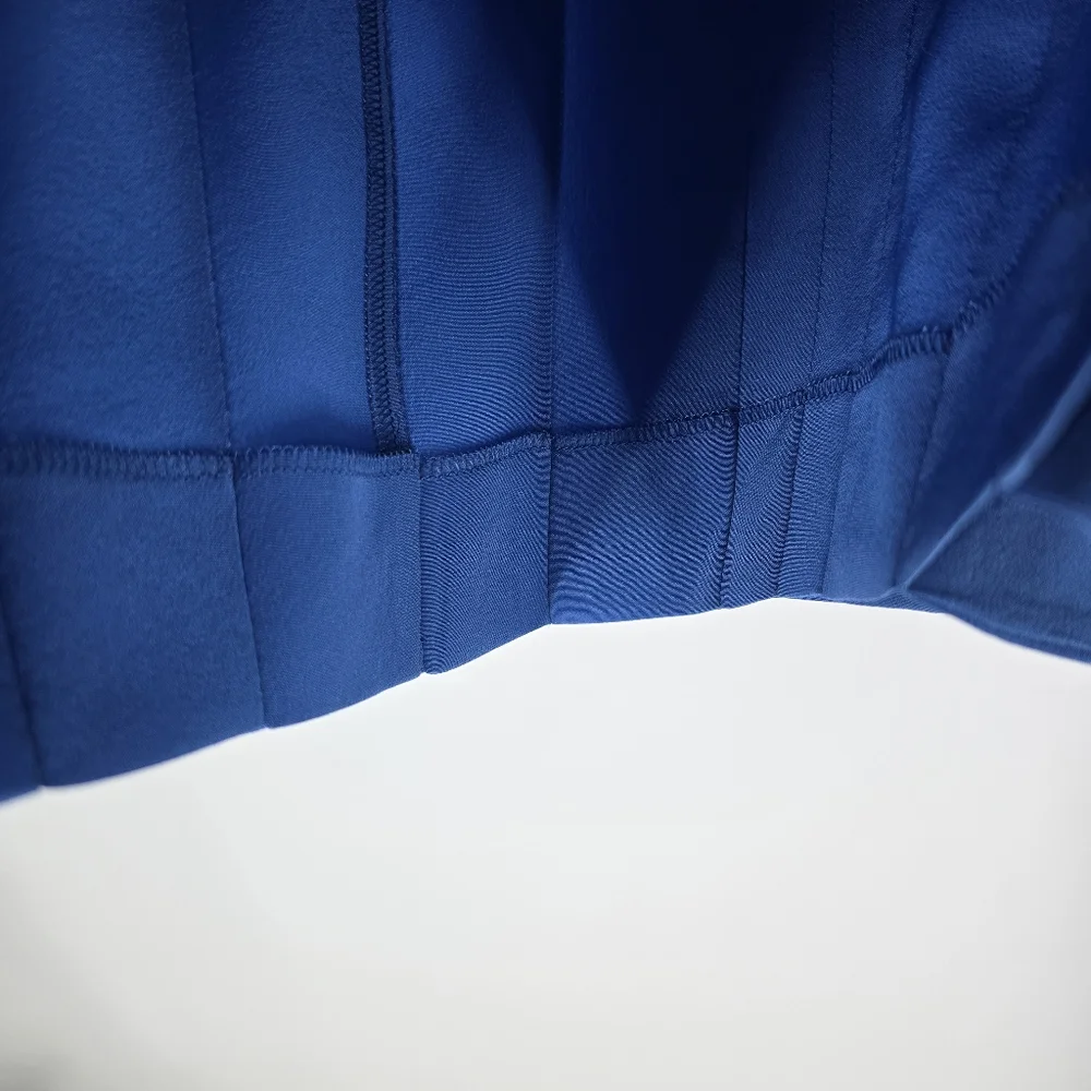 Chanel Blue Pleated Silk Shirt Pearl Buttons Size 46 US 10